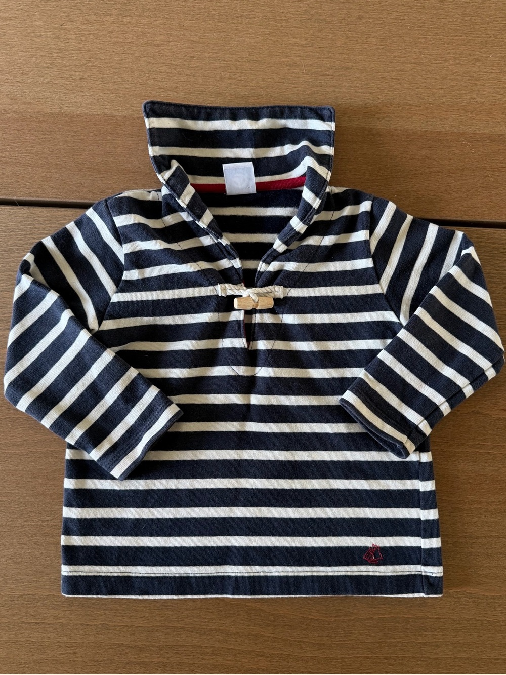 PETIT BATEAU 18 Months Navy and White Striped Long Sleeve Pullover 100% Cotton